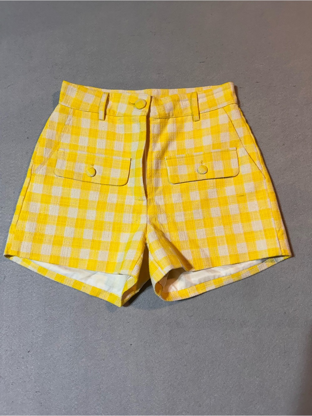 High-Waist Yellow Gingham Women’s Shorts by Fore